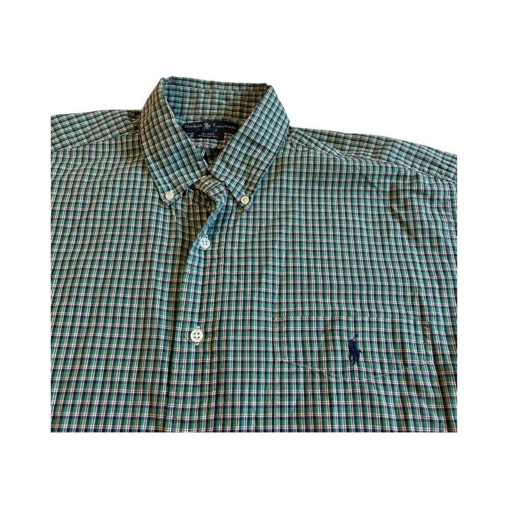 Ralph‎ Lauren Blake Mens L Plaid Check Short Sleeve Button Down Shirt
